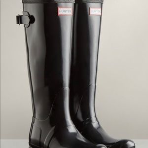 Hunter Tall Black Glossy Rainboots